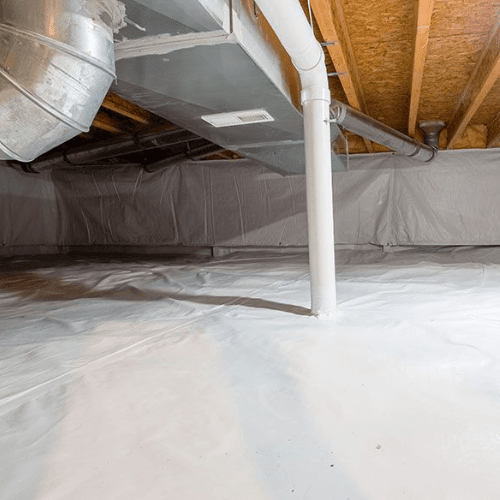 Crawlspace with vapor barrier installed